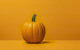 un' zucca contro un' giallo sfondo. generativo ai foto