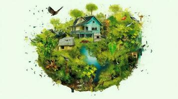 illustrazione Immagine, natura e sostenibilità, eco-friendly vivente e conservazione, concetto arte di terra e animale vita nel diverso ambienti, generativo ai illustrazione foto