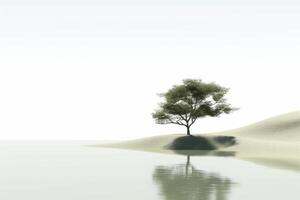 astratto illustrazione minimalista paesaggio, solo albero nel chiaro natura paesaggio astratto illustrazione minimalista paesaggio, solo albero nel chiaro natura paesaggio, generativo ai illustrazione foto