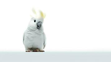 foto di un' cockatiel uccello su bianca sfondo. generativo ai
