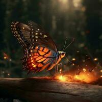 farfalla con fuoco nel il foresta illustrazione foto