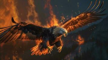 aquila con fuoco illustrazione design foto