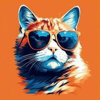 gatto con bicchiere illustrazione arte su sfondo foto