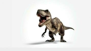 foto di un' t-rex su bianca sfondo. generativo ai