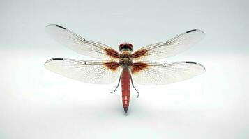 foto di un' libellula su bianca sfondo. generativo ai