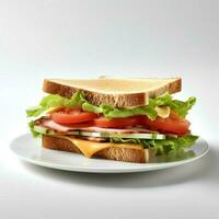 cibo fotografia di Sandwich su piatto isolato su bianca sfondo. generativo ai foto