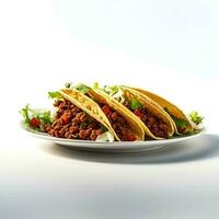 cibo fotografia di tacos su piatto isolato su bianca sfondo. generativo ai foto