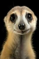 foto di meerkat su nero sfondo. generativo ai