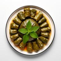 foto di dolma su piatto isolato su bianca sfondo. creato di generativo ai