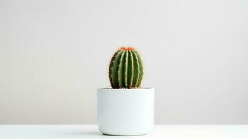 foto di cactus nel minimalista pentola come pianta della casa per casa decorazione isolato su bianca sfondo. generativo ai