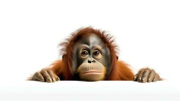 foto di un' orangutan su bianca sfondo