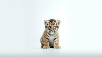 foto di un' tigre su bianca sfondo. generativo ai