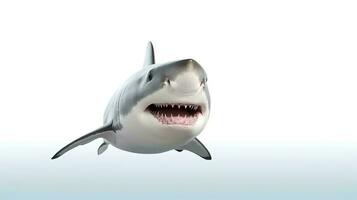 foto di un' squalo su bianca sfondo. generativo ai