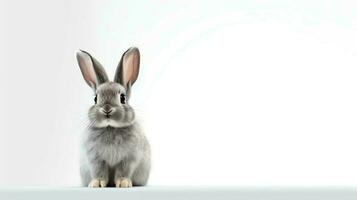 foto di un' coniglietto su bianca sfondo. generativo ai