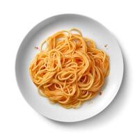 cibo fotografia di spaghetti su piatto isolato su bianca sfondo. generativo ai foto