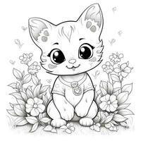 floreale gatto colorazione pagine foto