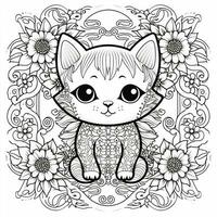 floreale gatto colorazione pagine foto