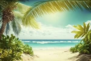 estate tropicale spiaggia sfondo fatto con generativo ai foto