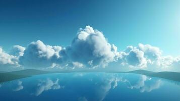 generativo ai, blu fantastico 3d nuvole su il pavimento, cielo e paesaggio. dolce colori e con luminosa luci. foto