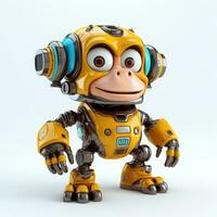divertente e carino scimmia robot, robotica scimmia animale isolato al di sopra di bianca sfondo. ai generato foto