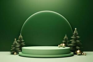 verde Natale sfondo con podio foto