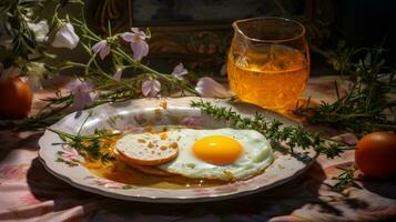 colazione con uova fritte foto