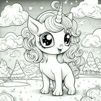 kawaii unicorno colorazione pagine foto