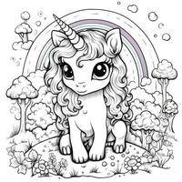 kawaii unicorno colorazione pagine foto