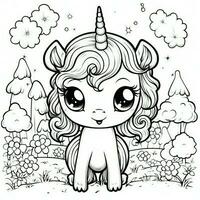 kawaii unicorno colorazione pagine foto