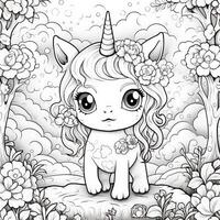 kawaii unicorno colorazione pagine foto