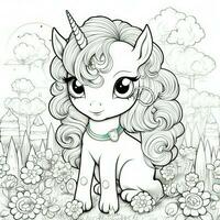 kawaii unicorno colorazione pagine foto