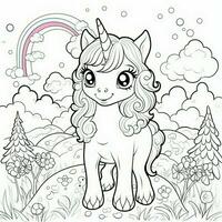 kawaii unicorno colorazione pagine foto