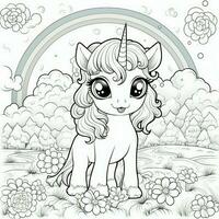 kawaii unicorno colorazione pagine foto