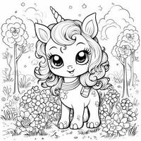 kawaii unicorno colorazione pagine foto