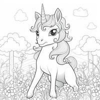 kawaii unicorno colorazione pagine foto