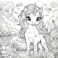 kawaii unicorno colorazione pagine foto