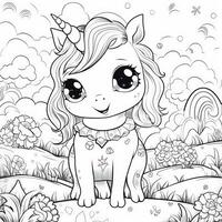 kawaii unicorno colorazione pagine foto