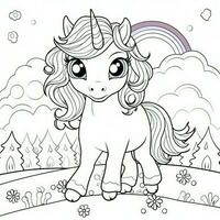 kawaii unicorno colorazione pagine foto