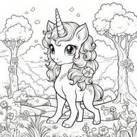 kawaii unicorno colorazione pagine foto