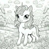 kawaii unicorno colorazione pagine foto