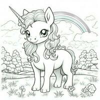 kawaii unicorno colorazione pagine foto