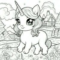 kawaii unicorno colorazione pagine foto