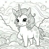 kawaii unicorno colorazione pagine foto