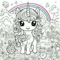 kawaii unicorno colorazione pagine foto