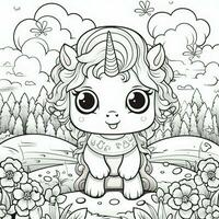 kawaii unicorno colorazione pagine foto