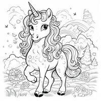 kawaii unicorno colorazione pagine foto