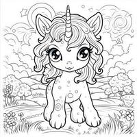 kawaii unicorno colorazione pagine foto