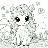 kawaii unicorno colorazione pagine foto