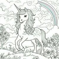 kawaii unicorno colorazione pagine foto