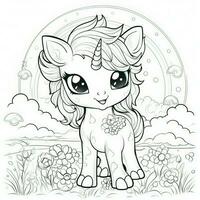 kawaii unicorno colorazione pagine foto